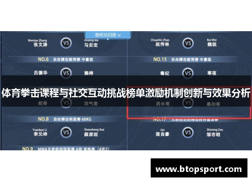 体育拳击课程与社交互动挑战榜单激励机制创新与效果分析